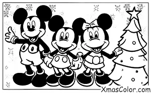 Navidad / Navidad de Disney: Mickey Mouse y Minnie Mouse decorando el árbol de Navidad