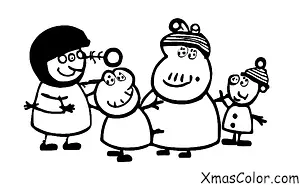 Navidad / Navidad de Peppa Pig: Peppa Pig que tiene una batalla de bolas de nieve con su familia