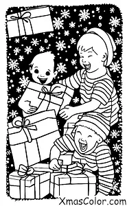 Navidad / Navidad en América: Un niño abriendo un regalo de Navidad
