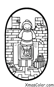 Navidad / Navidad en América: Un niño mirando por la chimenea