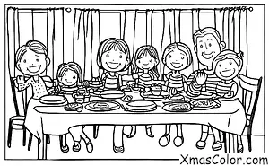 Navidad / Navidad en América: Una familia reunida a la mesa del comedor
