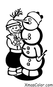 Navidad / Navidad en el campo: Un padre y su hijo construyen un muñeco de nieve