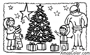 Navidad / Navidad en el campo: Una familia decorando su árbol de Navidad