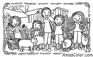 Navidad / Navidad en el campo: Una familia visitando una granja