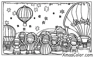 Navidad / Navidad en el desierto: Santa Claus en un globo aerostático