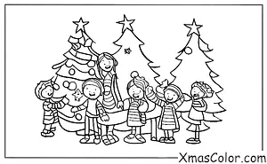 Navidad / Navidad en el presente: Una familia reunida alrededor del árbol de Navidad