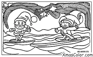 Navidad / Navidad en la playa: Surfing de Santa