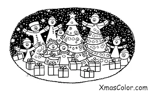 Navidad / Navidad en los suburbios: Un grupo de amigos se reúne alrededor de un árbol de Navidad, sonriendo y disfrutando de la compañía de los demás