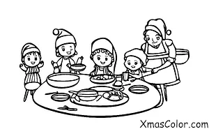 Navidad / Navidad en los suburbios: Una familia cocinando una gran cena navideña juntos