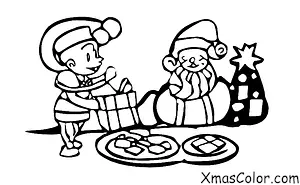 Navidad / Niños: Un niño dejando un plato de galletas y leche fuera por Papá Noel