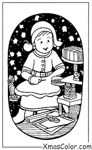 Navidad / Niños: Una niña escribiendo una carta a Santa