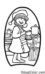 Navidad / Palitos de Caramelo: La señora Claus en la cocina haciendo galletas