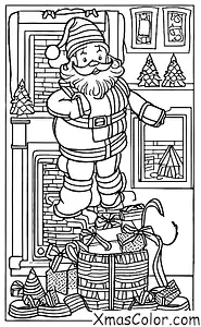 Navidad / Papá Noel: Santa atrapado en una chimenea