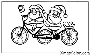 Navidad / Papá Noel: Santa montando una bicicleta