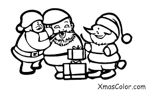 Navidad / Papá Noel: Santa que da regalos a los niños