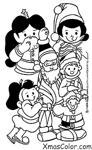 Navidad / Papá Noel: Santa y sus elfos haciendo juguetes