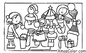 Navidad / Pastel de Navidad: Un grupo de personas decorando un pastel de Navidad