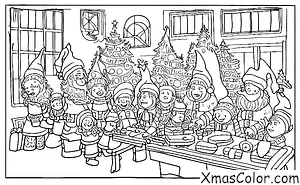 Navidad / Polos Norte: Santa Claus y sus duendes en su taller en el Polo Norte