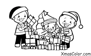 Navidad / Qué hacen las personas en Navidad: Niños abriendo regalos en la mañana de Navidad