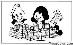 Navidad / Regalos de Navidad: Niños abriendo regalos en la mañana de Navidad