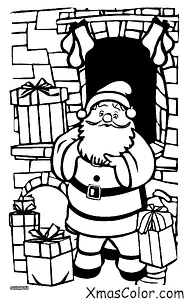 Navidad / Rena: Santa saliendo de una chimenea
