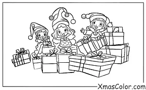 Navidad / Rena: Vixen y Santa entregan regalos
