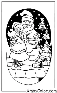 Navidad / Rena: Zorra y Santa frente a la chimenea