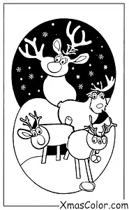 Navidad / Rudolfo: Rudolph y los otros renos jugando en la nieve