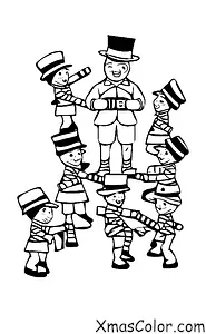 Navidad / Soldados de juguete: Un soldado de juguete lidera a un grupo de niños pequeños en un juego de equilibrio