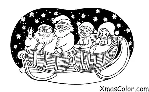 Navidad / Sra. Claus: La señora Claus y Santa en su trineo