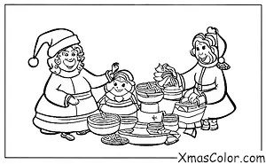 Navidad / Sra. Claus: La Sra. Claus alimentando a los renos