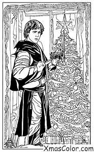 Navidad / Star Wars Navidad: Luke Skywalker cortando el árbol de Navidad en el Templo Jedi