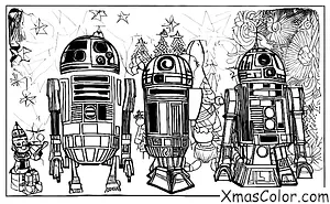 Navidad / Star Wars Navidad: R2-D2 y C-3PO decorando el árbol de Navidad