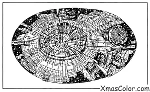 Navidad / Star Wars Navidad: Una escena en la cual el Halcón Milenario vuela entre unos cielos llenos de estrellas