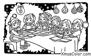 Navidad / Tarjetas de Navidad: Niños decorando una tarjeta de Navidad