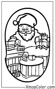 Navidad / Tarjetas de Navidad: Santa Claus escribiendo tarjetas de Navidad