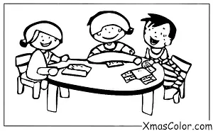 Navidad / Tarjetas de Navidad: Un joven chico y una chica escribiendo tarjetas de Navidad