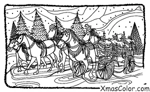 Navidad / Trineo: Trineo tirado por caballos