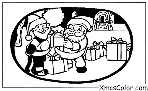 Navidad / Venid, fieles todos: Santa Claus entregando regalos