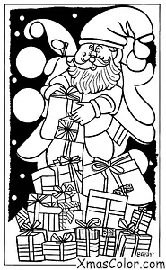 Navidad / Víspera de Navidad: Santa cargando su trineo con regalos