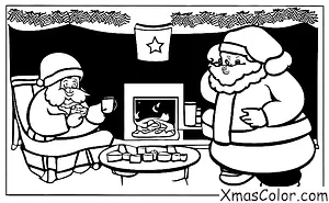 Navidad / Víspera de Navidad: Santa comiendo galletas y leche